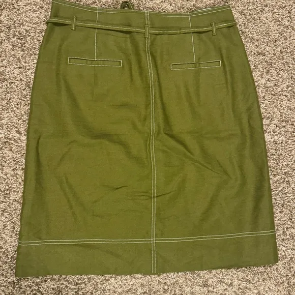 Jcrew Button-Up Linen Skirt in Olive Green Sz 14