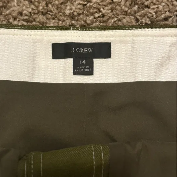 Jcrew Button-Up Linen Skirt in Olive Green Sz 14