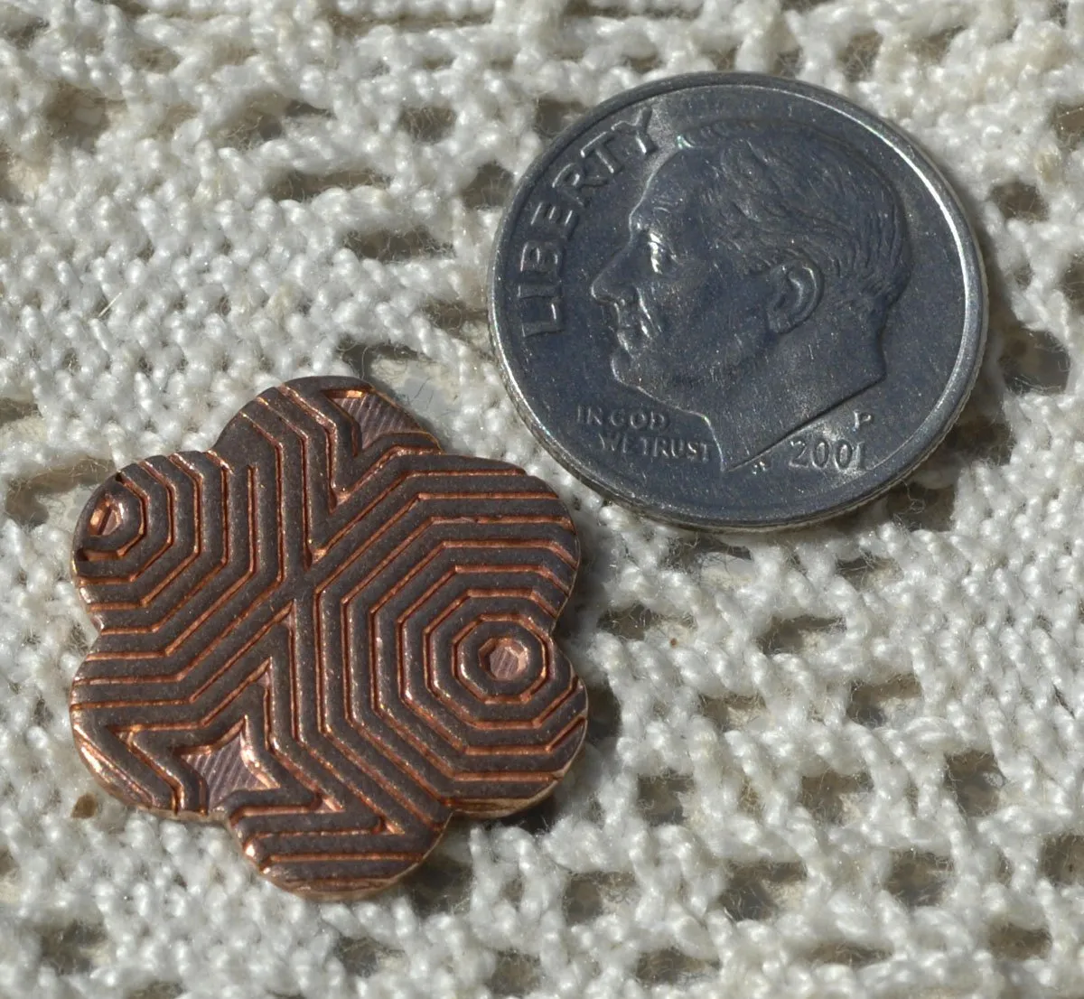 Jewelry Blank Flower with Texture 19mm Metalworking  Blanks, Enameling Blanks - Copper 6 Pieces