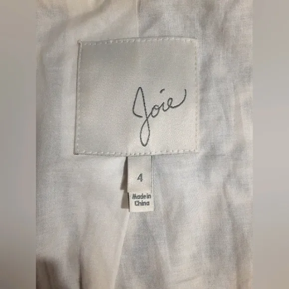 Joie Women's 100% Linen Blazer Button Up Multicolor Cream Gray Pattern Size 4