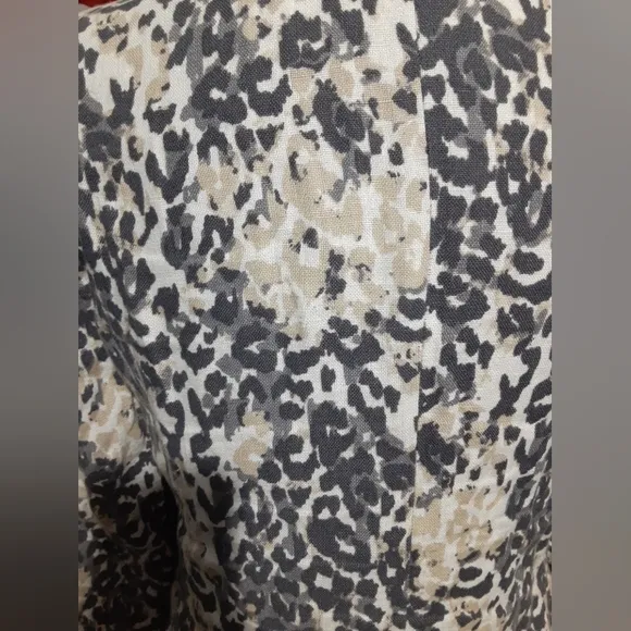 Joie Women's 100% Linen Blazer Button Up Multicolor Cream Gray Pattern Size 4