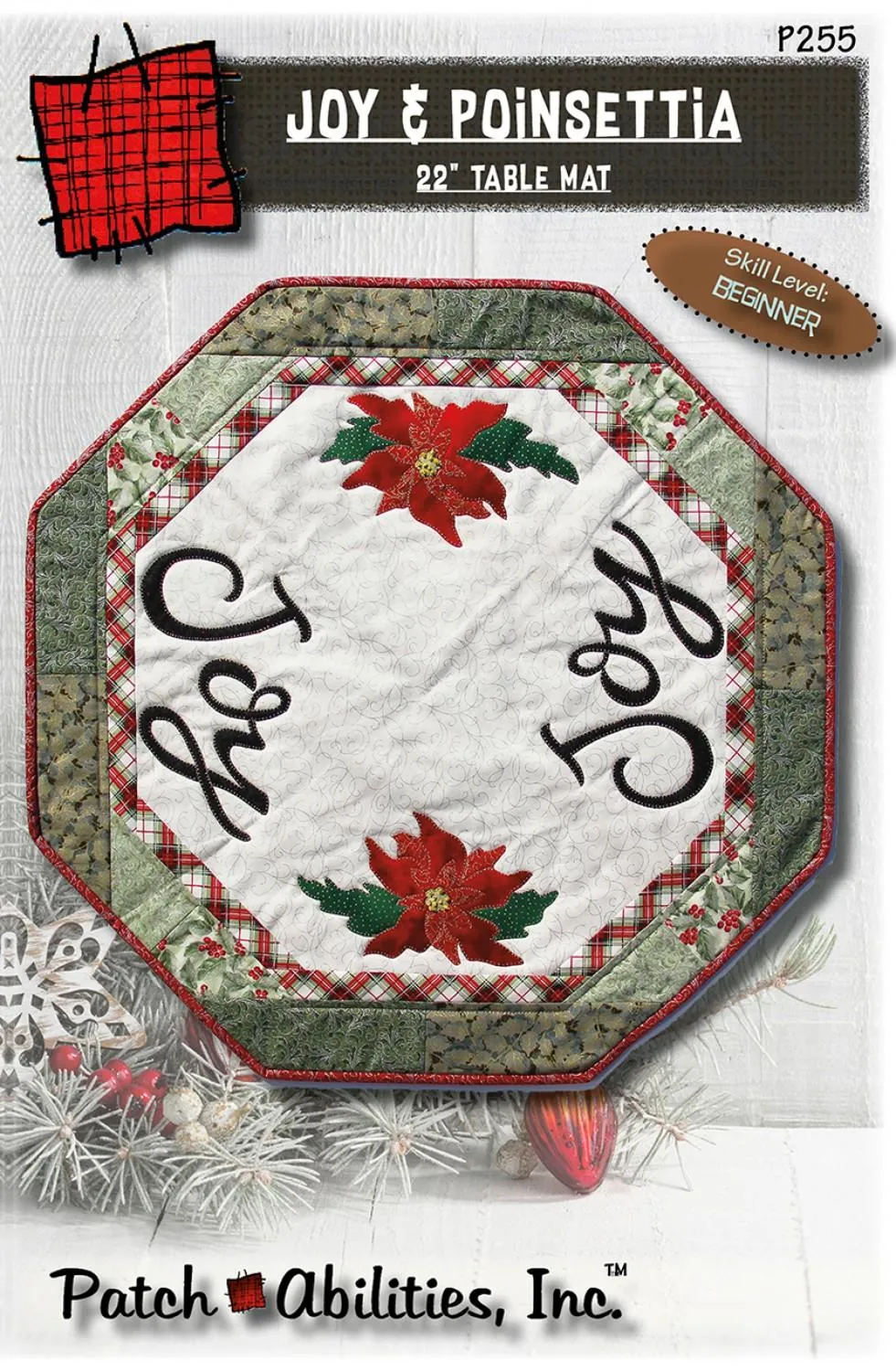 Joy & Poinsettia 22" Table Mat