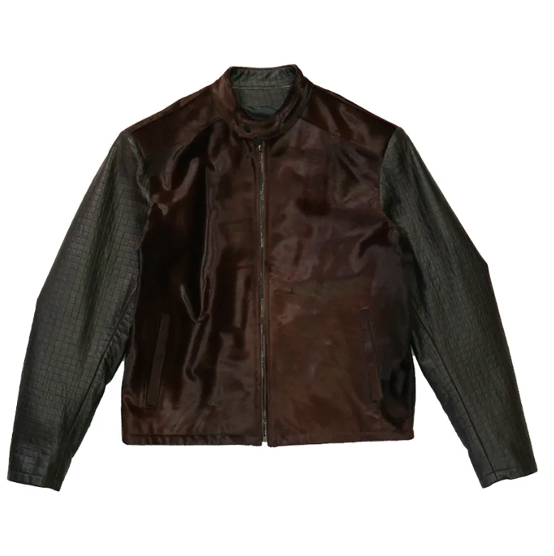 Kashani Brown Pony Hair Quilted Lambskin Jacket