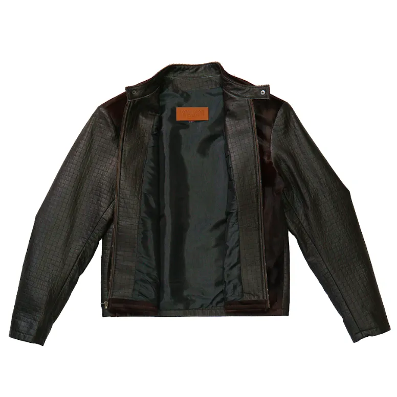 Kashani Brown Pony Hair Quilted Lambskin Jacket