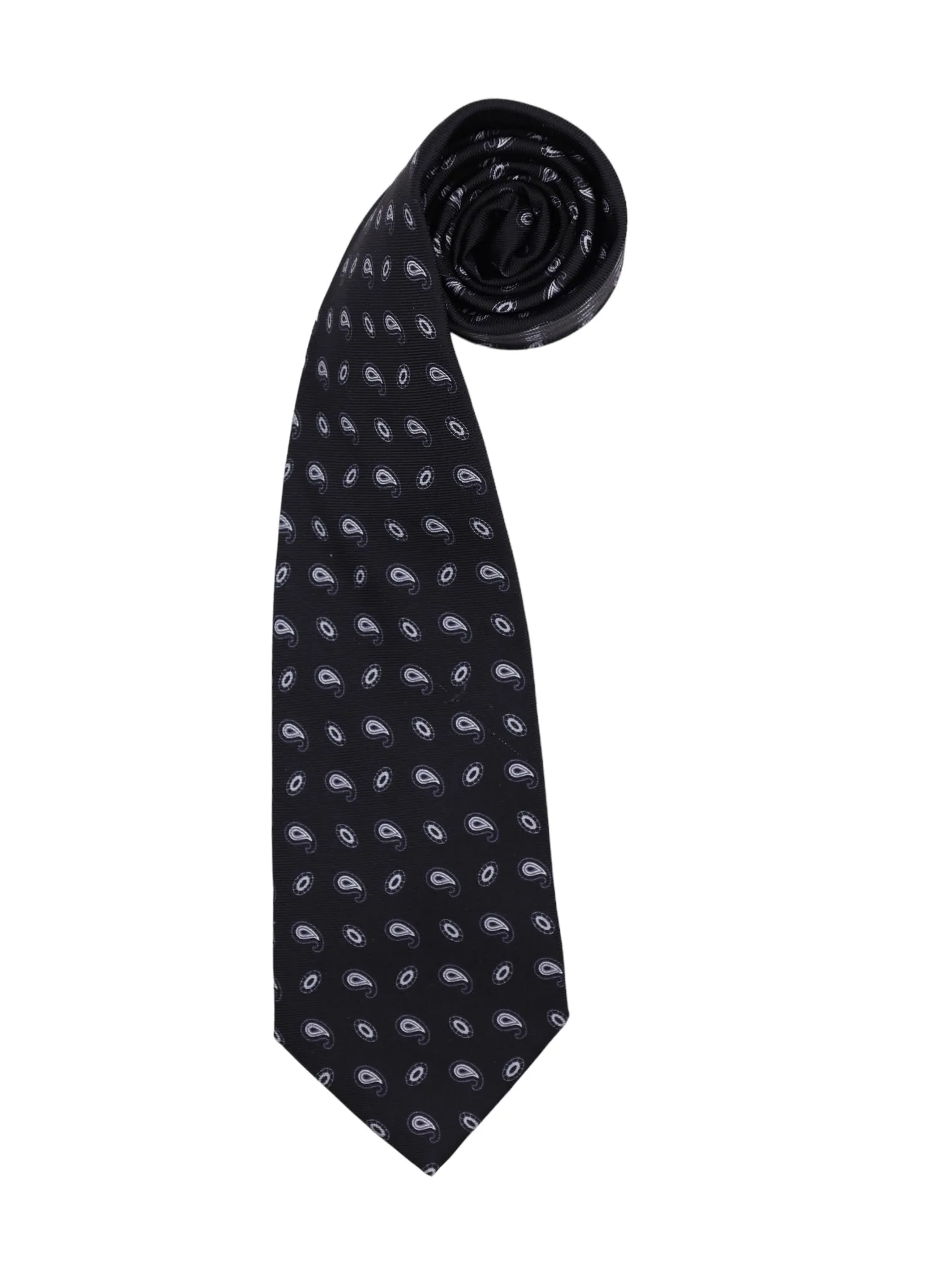 Kiton 5-Fold Black Paisley Silk Tie
