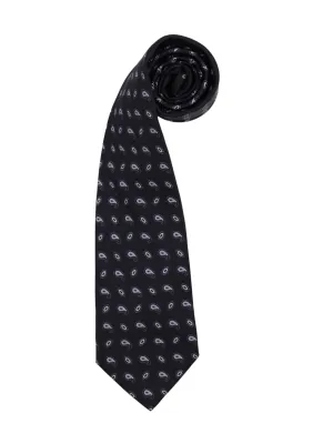 Kiton 5-Fold Black Paisley Silk Tie
