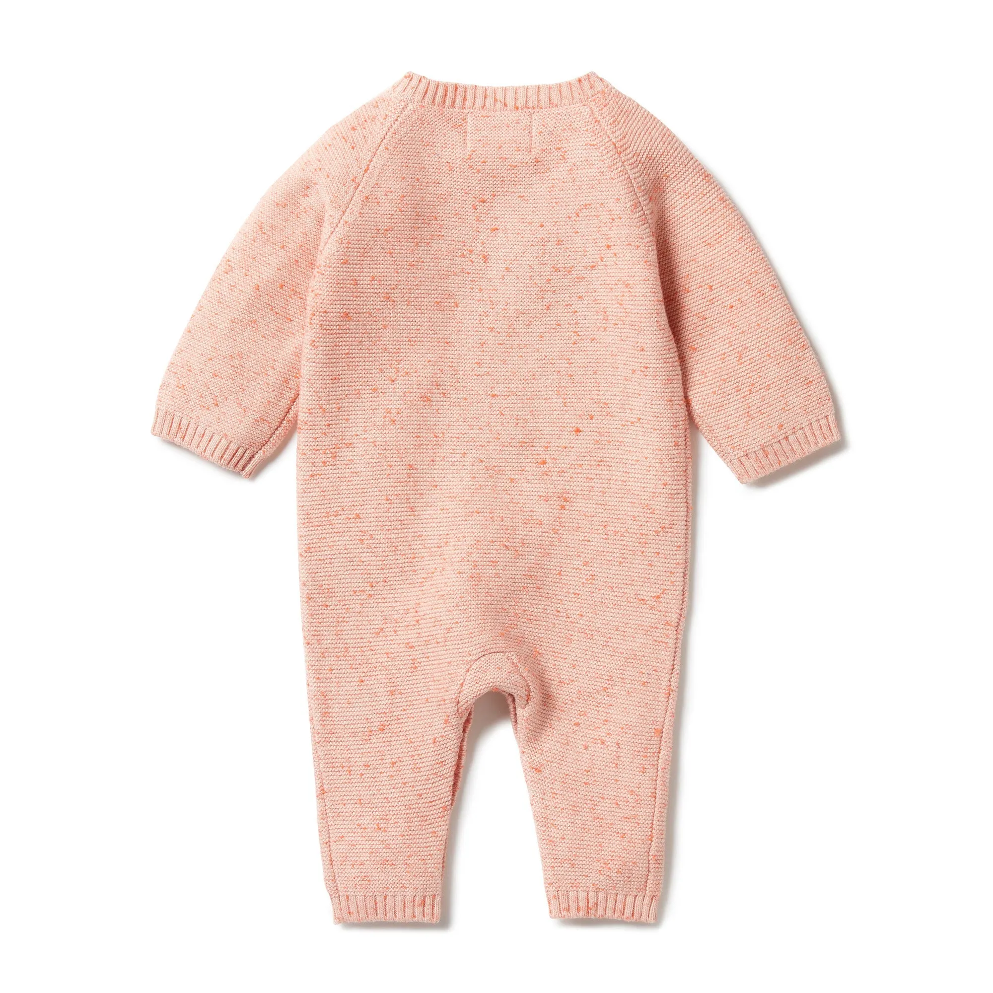 Knitted Mini Cable Growsuit - Silver Peony Fleck