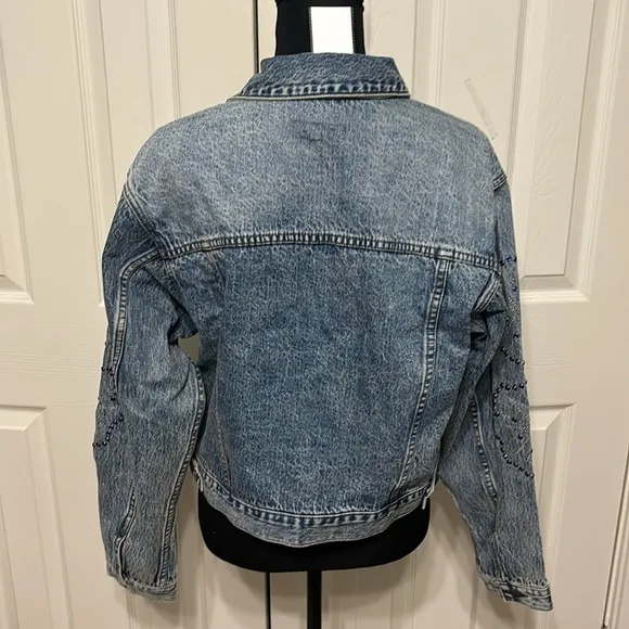 Kut From The Kloth Dolly Rhinestone Crop Denim Jacket