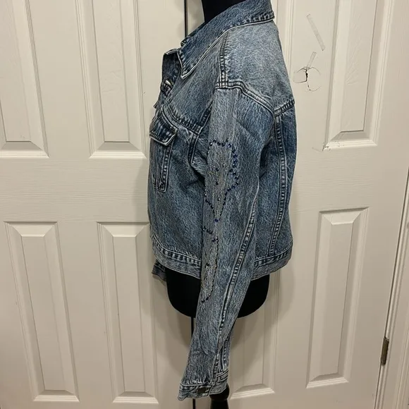 Kut From The Kloth Dolly Rhinestone Crop Denim Jacket