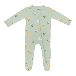 Kyte Baby Zippered Footie in Aloe Chick