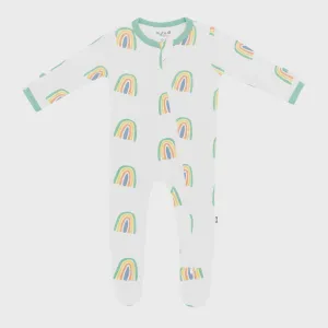Kyte Baby - Zippered Footie - Wasabi Rainbow