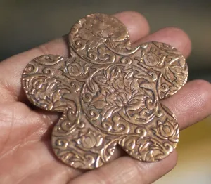 Large Flower in Lotus Flowers Pattern 62mm 20g Blanks Enameling Stamping Texturing Variety of Metals - 2 pieces