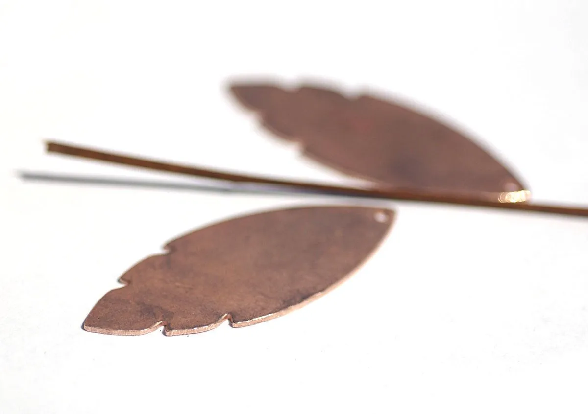 Large Leaf Blank 47mm x 20mm Cutout Shape - Enameling Stamping Texturing Blanks - Variety of Metal