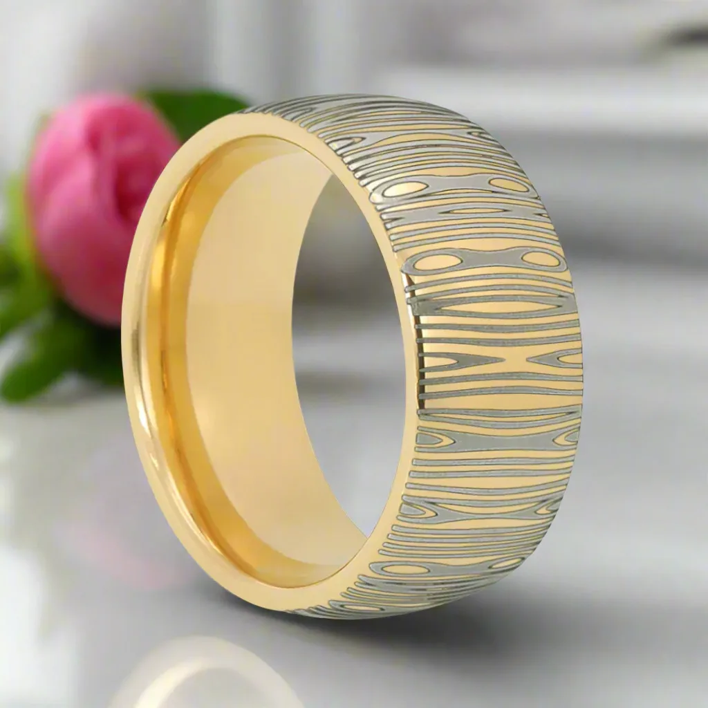 Laser Engraving Damascus Pattern Dome Band