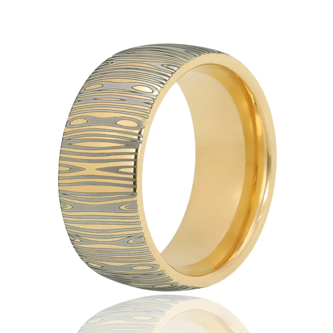 Laser Engraving Damascus Pattern Dome Band