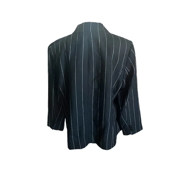 Lauren Ralph Lauren Linen Pinstripe Blazer Black &amp; Cream Transitional NEW 16
