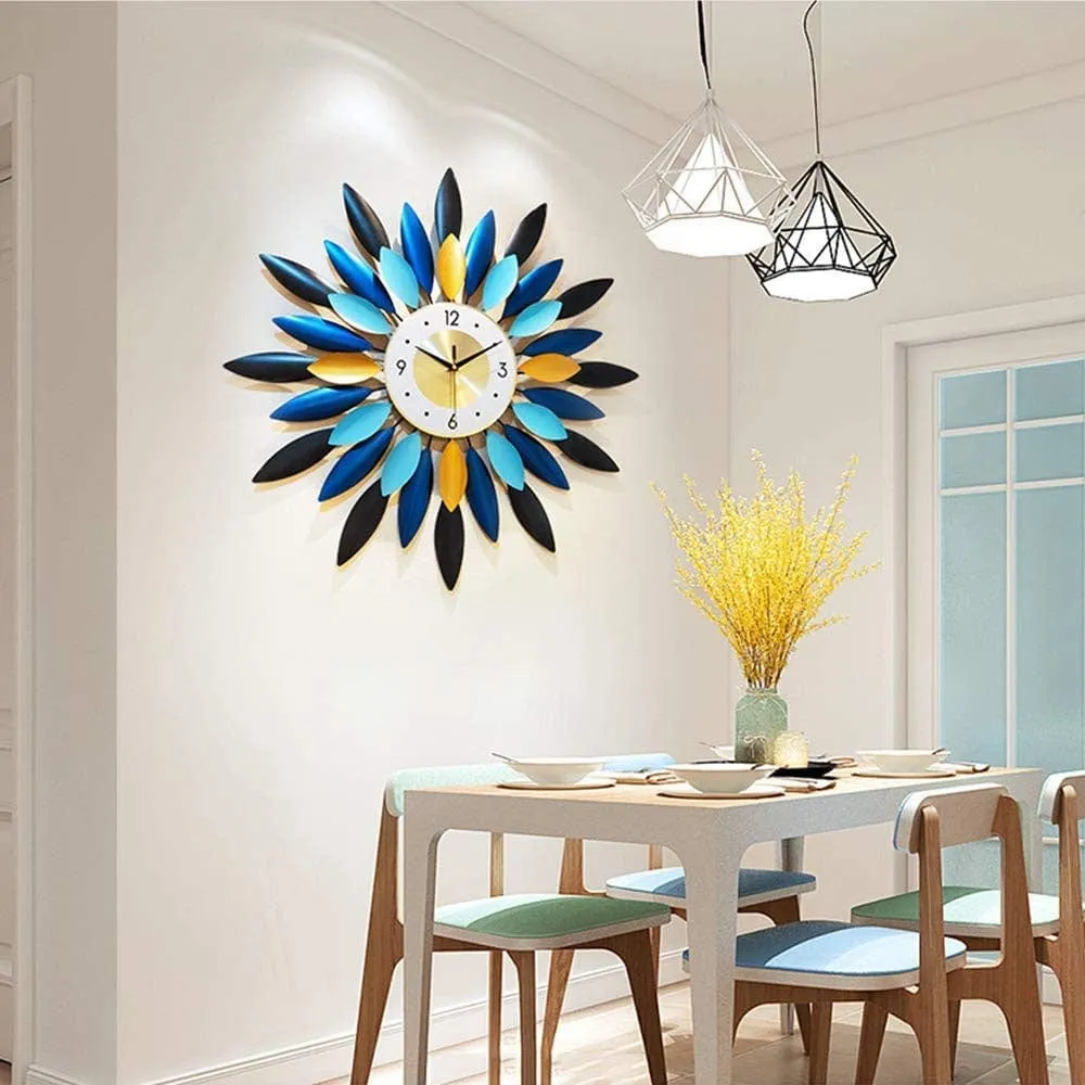 Leaf Pattern Metal Vintage Wall Clock
