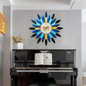 Leaf Pattern Metal Vintage Wall Clock