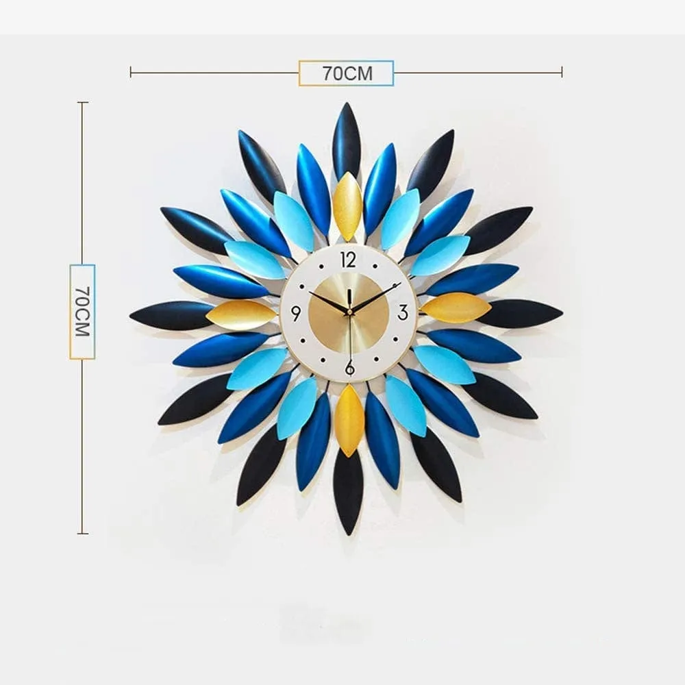 Leaf Pattern Metal Vintage Wall Clock