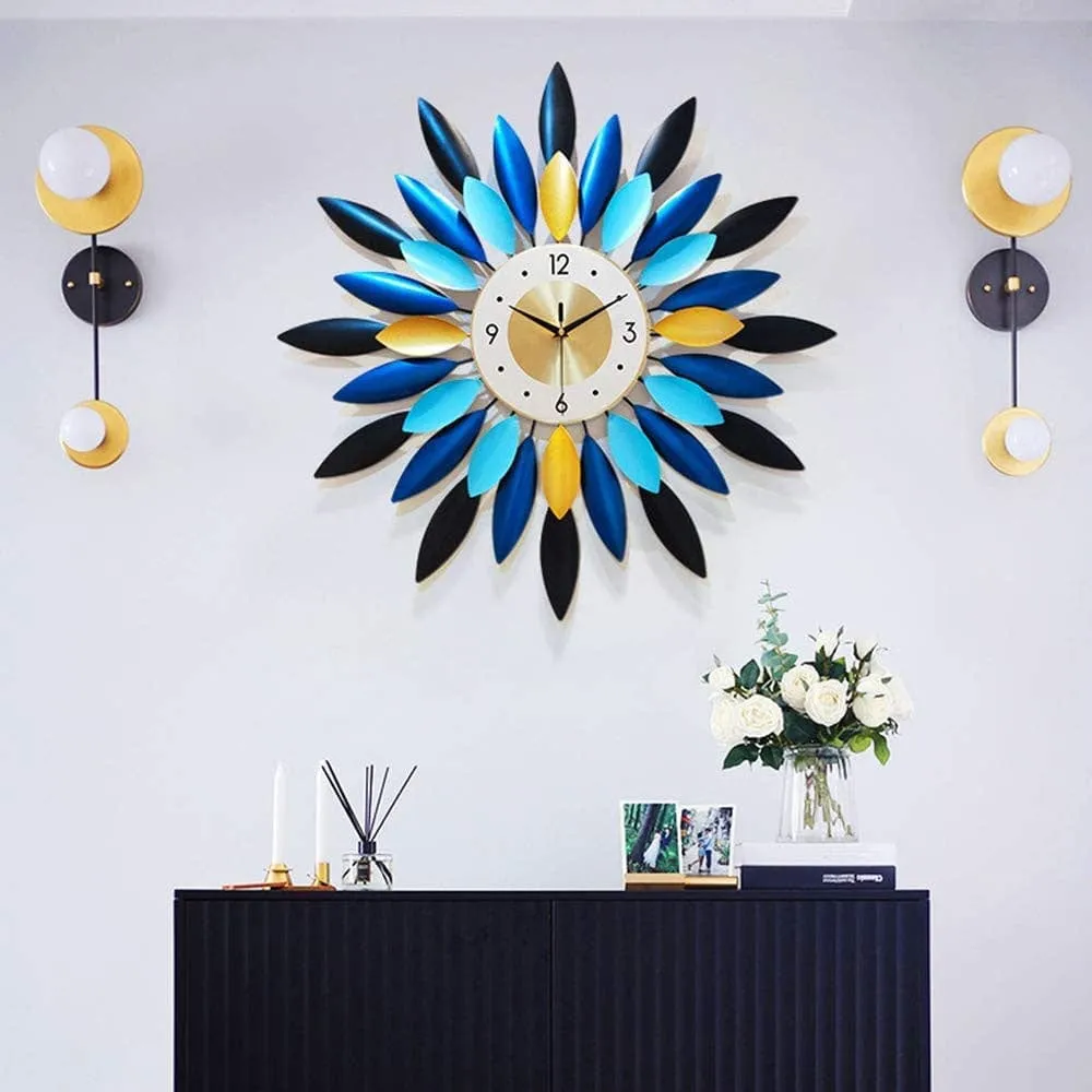 Leaf Pattern Metal Vintage Wall Clock