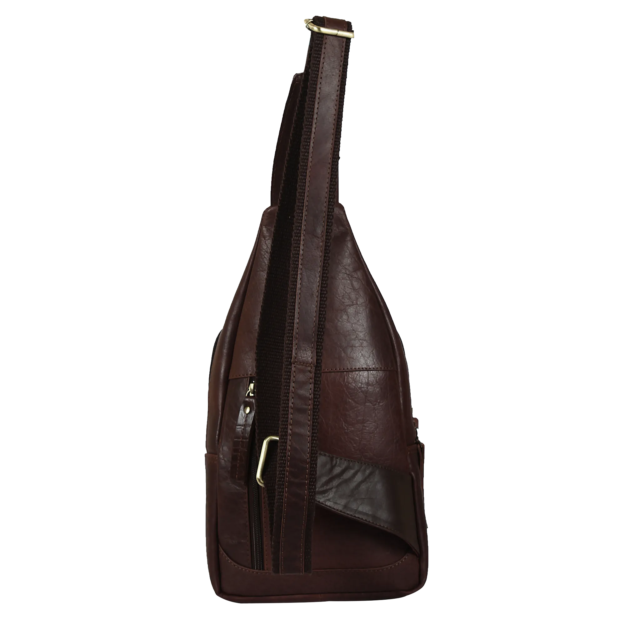 Leather Sling Bag, Chest Shoulder Backpack for Men Women (Dark Brown)