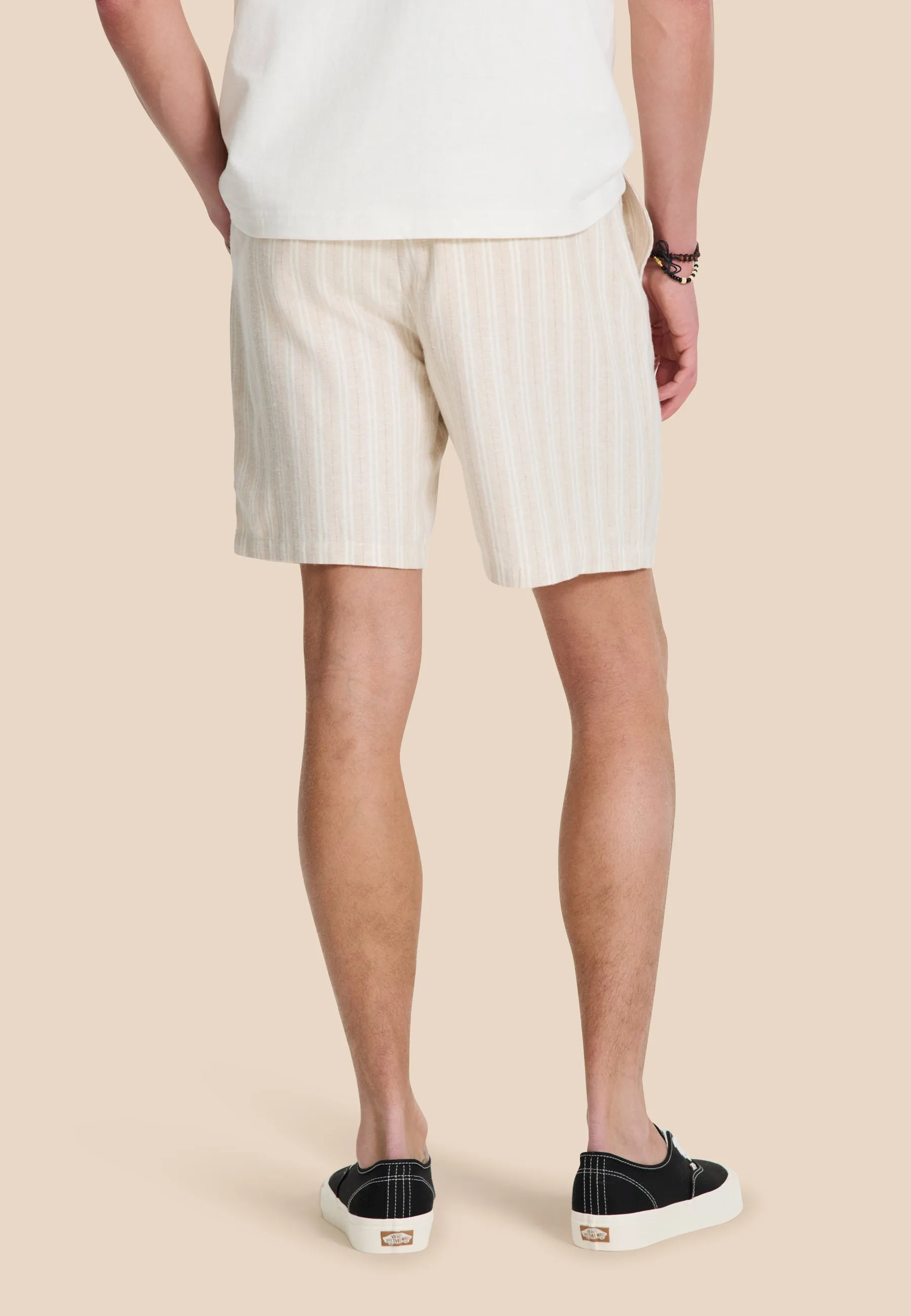LEWIS linen shorts yarn dye stripes | beige