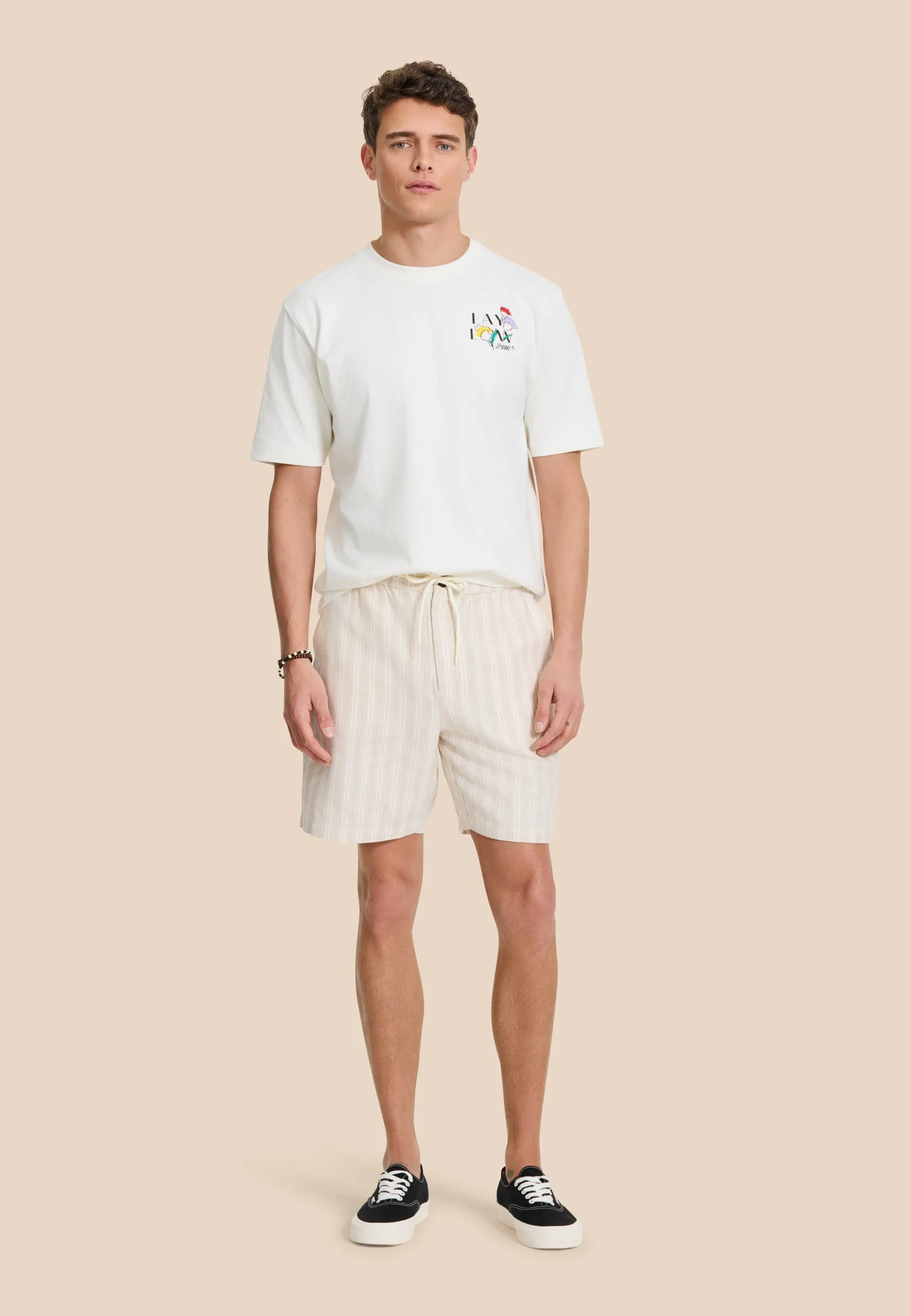 LEWIS linen shorts yarn dye stripes | beige
