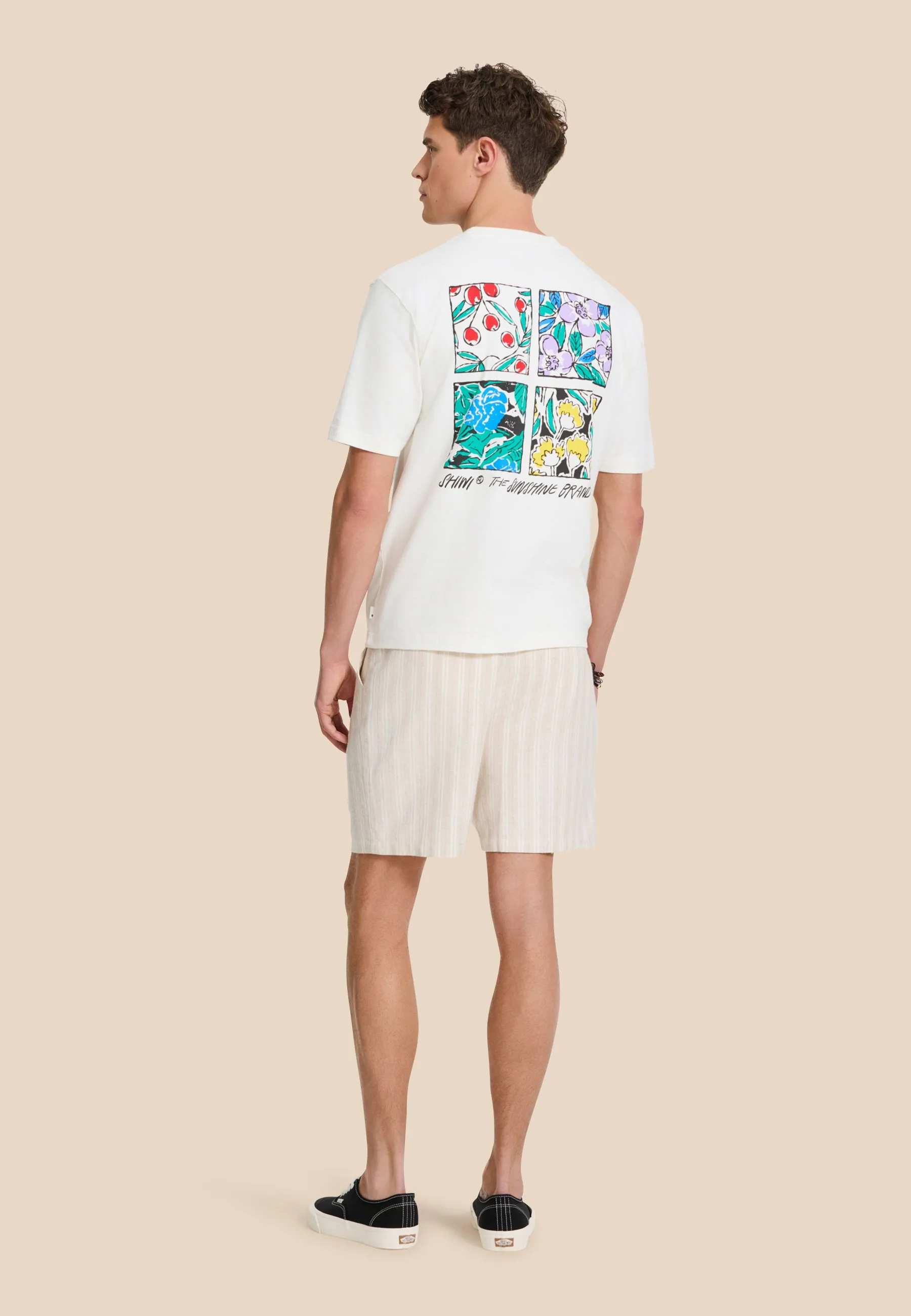 LEWIS linen shorts yarn dye stripes | beige