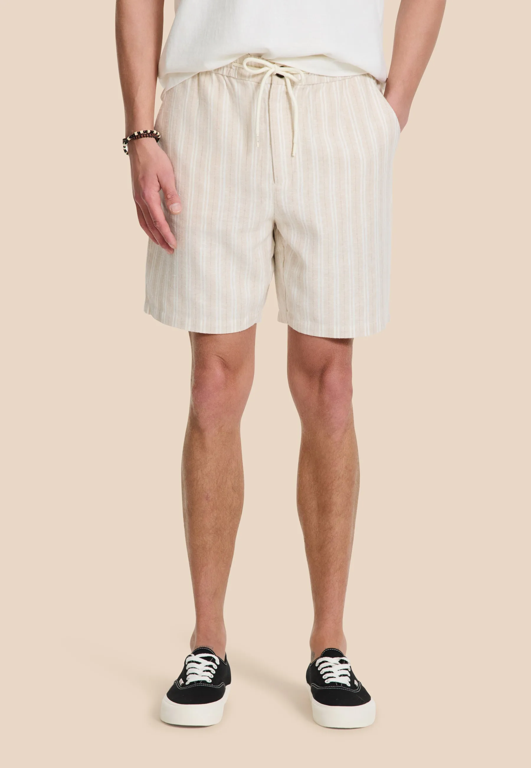 LEWIS linen shorts yarn dye stripes | beige