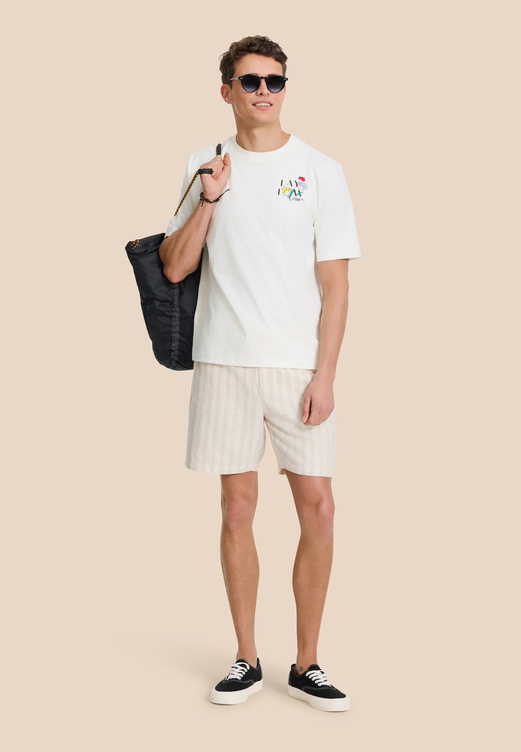 LEWIS linen shorts yarn dye stripes | beige