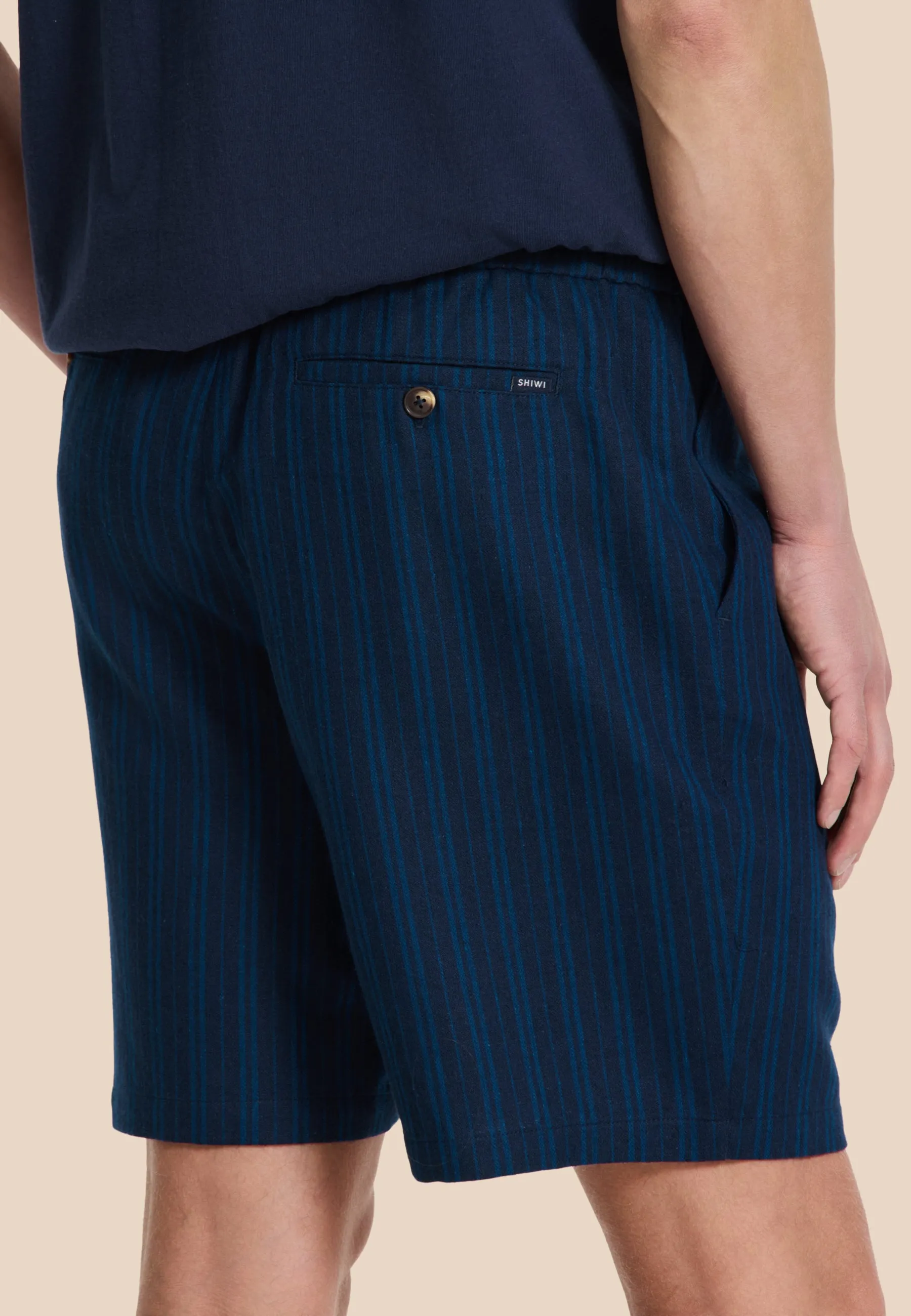 LEWIS linen shorts yarn dye stripes | dark navy