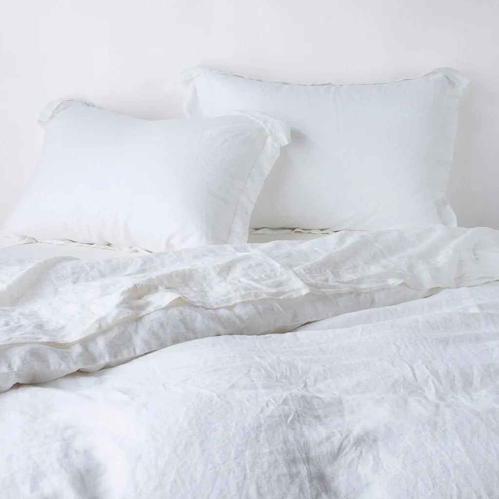 Linen Duvet Cover - White - Queen