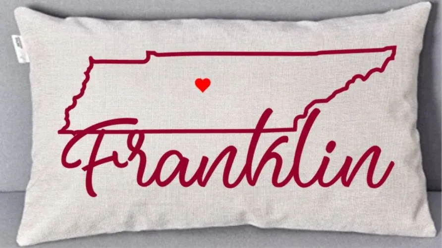 Linen Pillow Cover with Your City and State Outline 12x20 inch