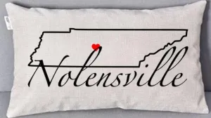 Linen Pillow Cover with Your City and State Outline 12x20 inch