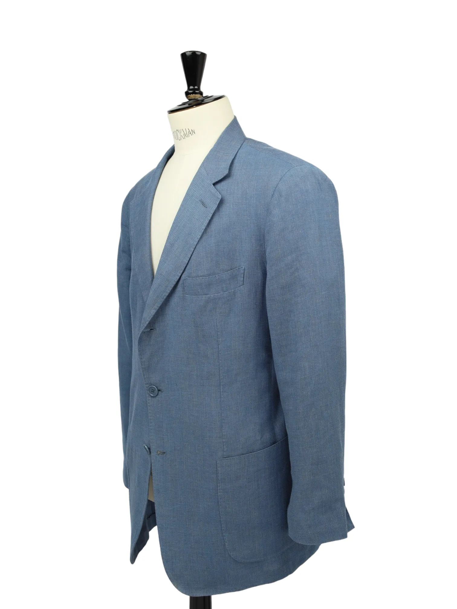 Loro Piana Light Blue Linen & Silk Micro-Pattern Jacket