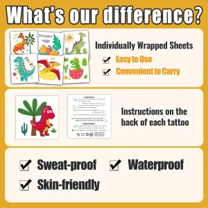 LUCKLING 50 Sheets 600 PCS Temporary Tattoo for Kids - scruffy packaging