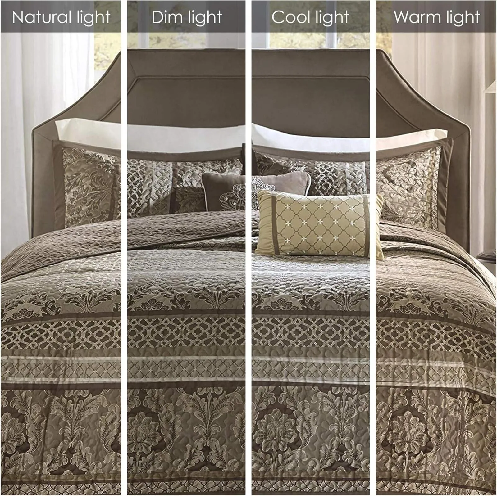 Madison Park Bellagio Quilted 5-Pc. Bedspread Set 72292270018 Brown / Gold Queen
