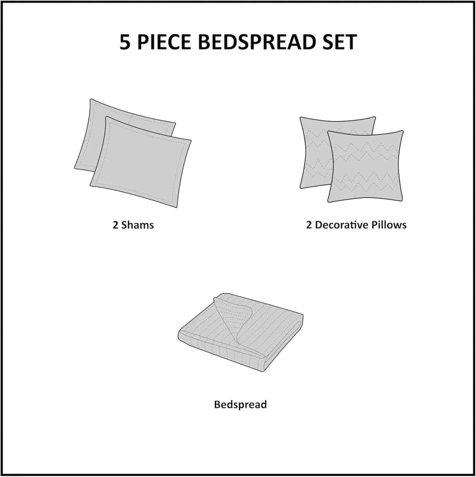 Madison Park Bellagio Quilted 5-Pc. Bedspread Set 72292270018 Brown / Gold Queen