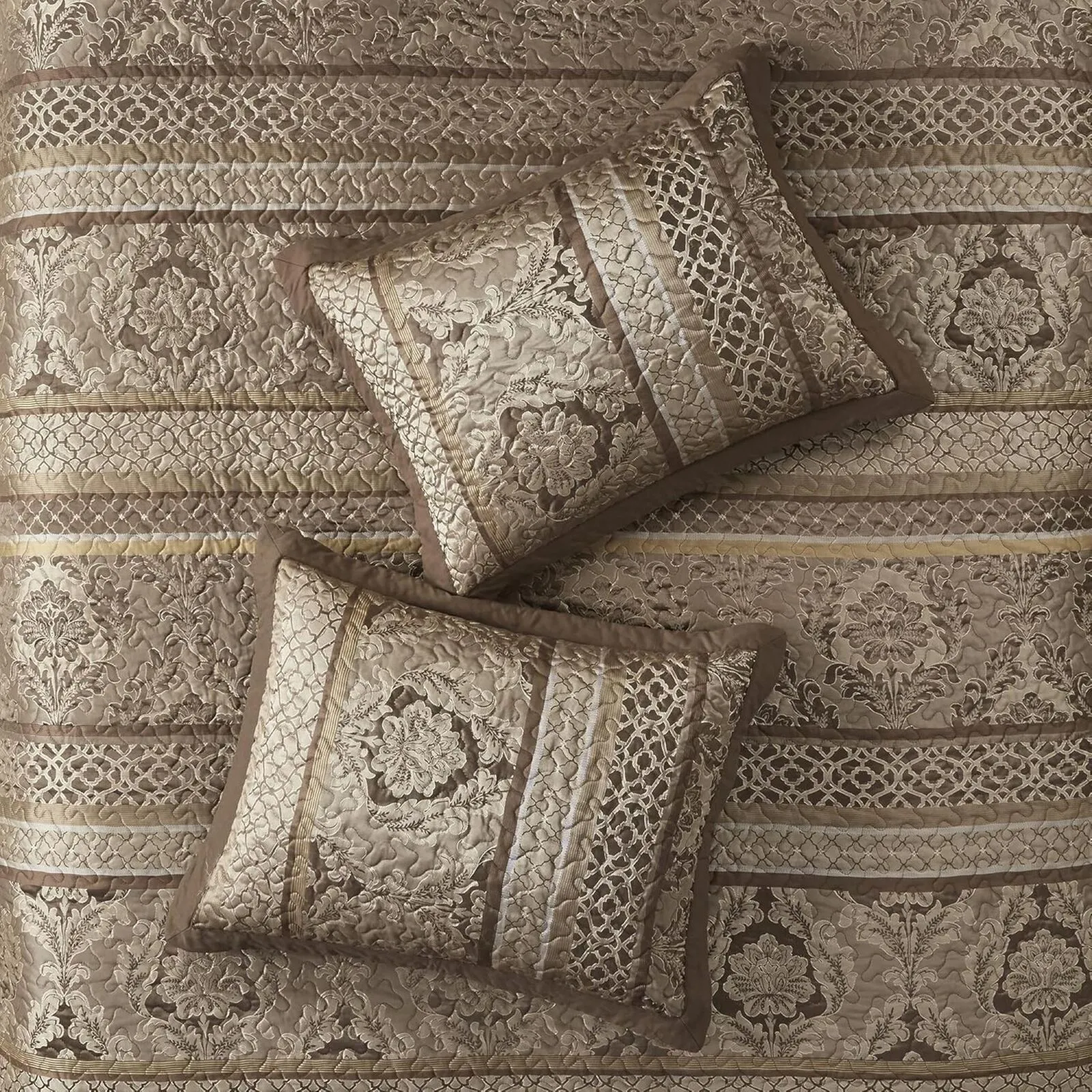 Madison Park Bellagio Quilted 5-Pc. Bedspread Set 72292270018 Brown / Gold Queen
