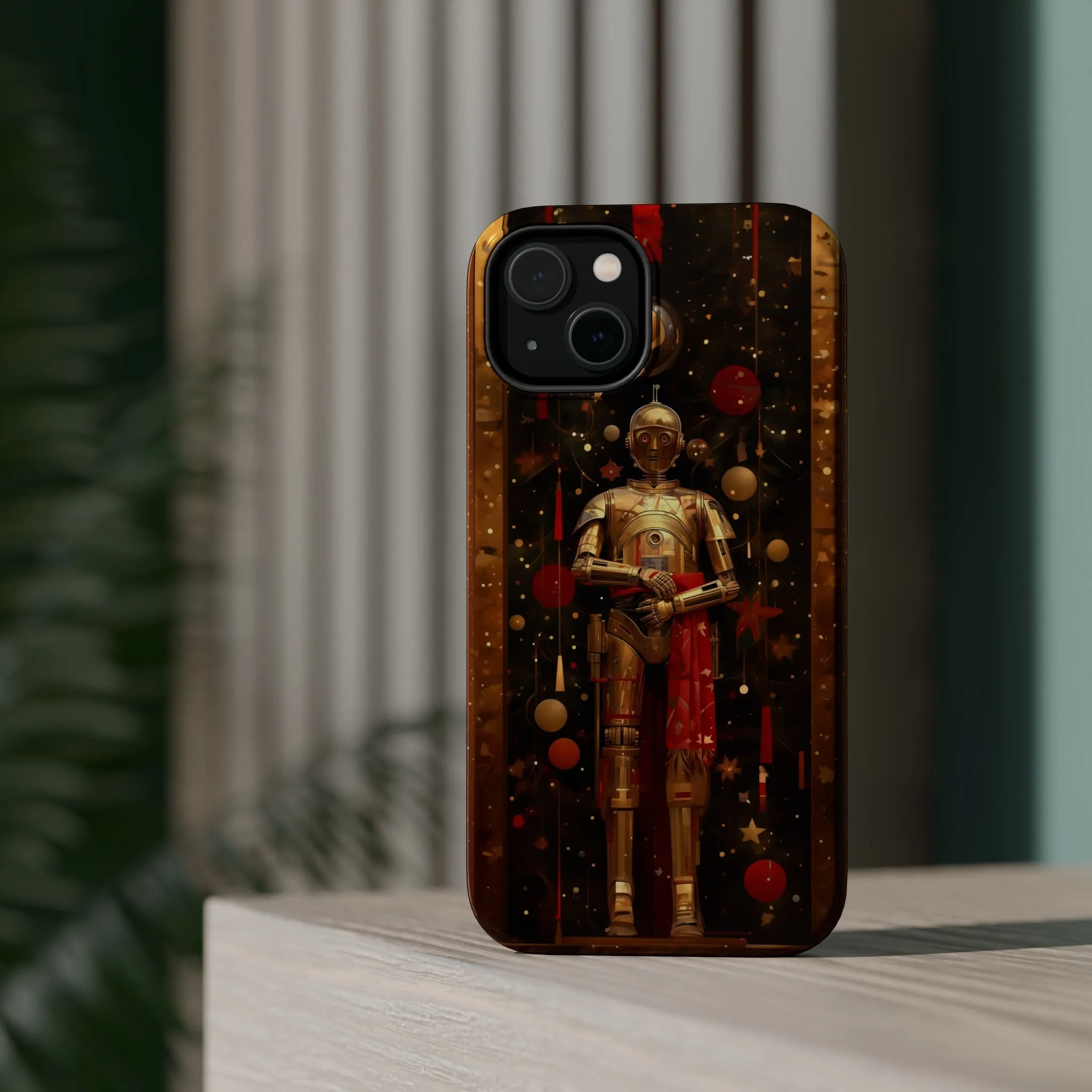 MagSafe Tough iPhone Case - C3P0 Christmas Card painted by Norman Rockwell