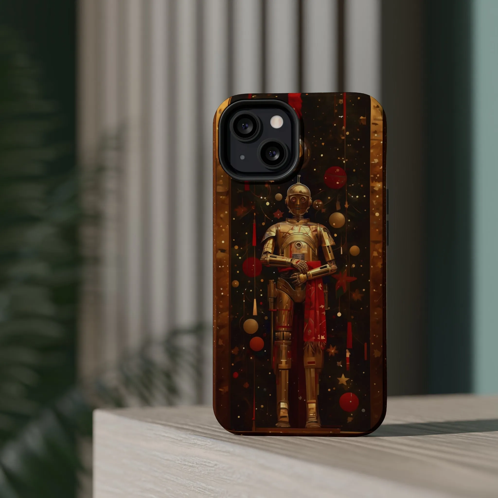 MagSafe Tough iPhone Case - C3P0 Christmas Card painted by Norman Rockwell