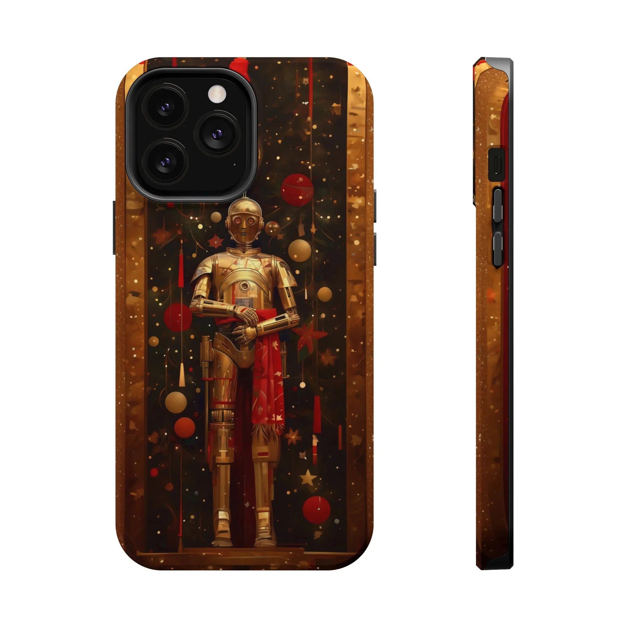 MagSafe Tough iPhone Case - C3P0 Christmas Card painted by Norman Rockwell