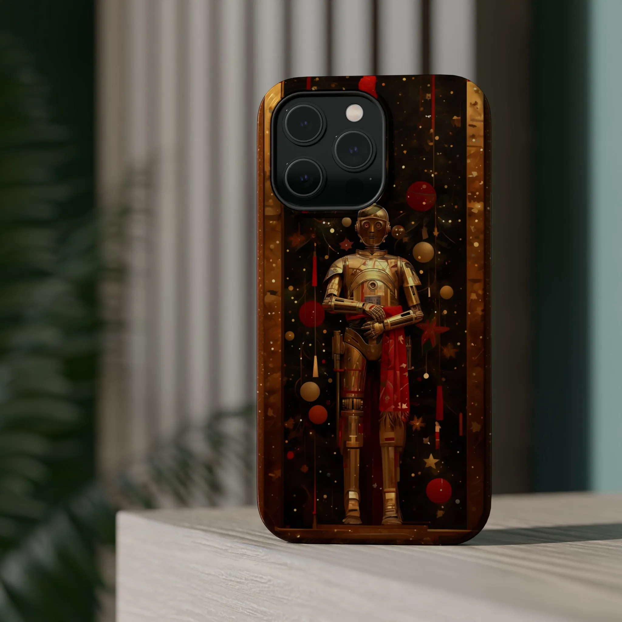 MagSafe Tough iPhone Case - C3P0 Christmas Card painted by Norman Rockwell
