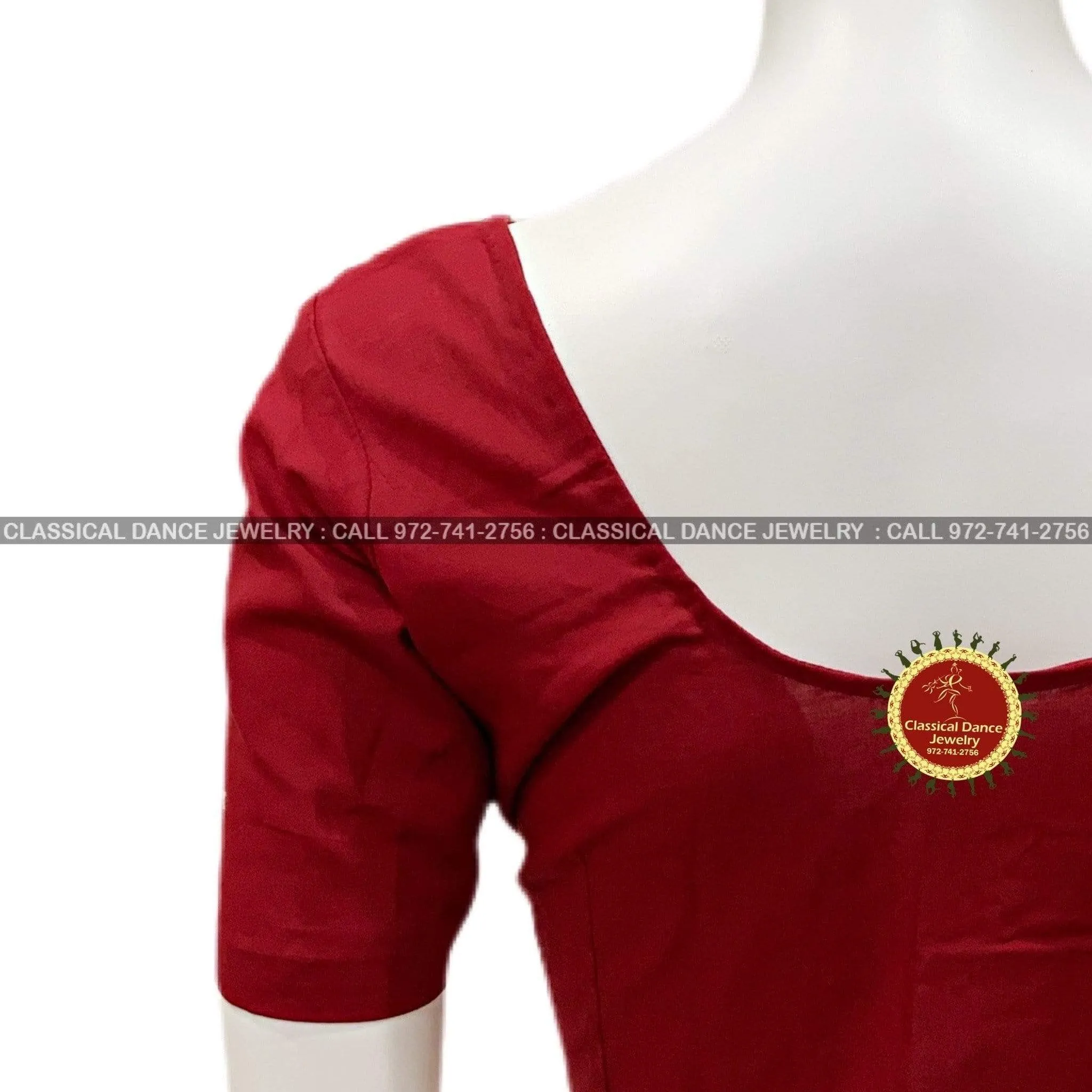 Maroon Pre stitched Cotton Blouse | Events Weddings Dance Practice | Classical Dance Jewelry