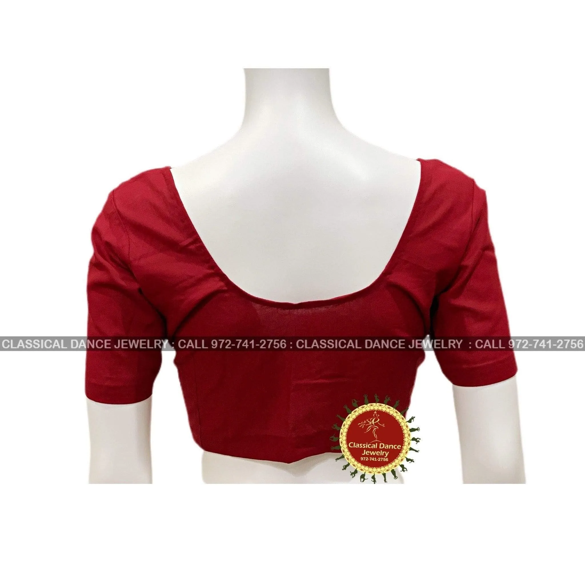 Maroon Pre stitched Cotton Blouse | Events Weddings Dance Practice | Classical Dance Jewelry