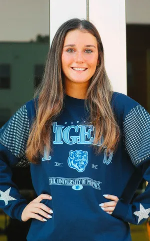 Memphis Tigers Shining Spirit Crewneck Sweatshirt | Navy