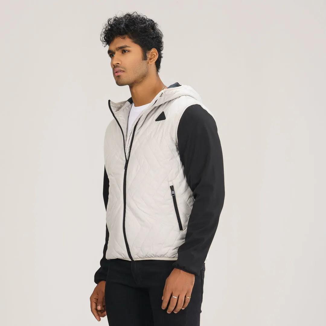 Mens Grey & Black Quilted Jacket
