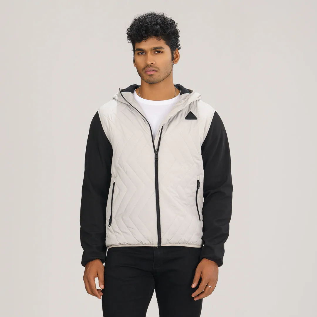 Mens Grey & Black Quilted Jacket