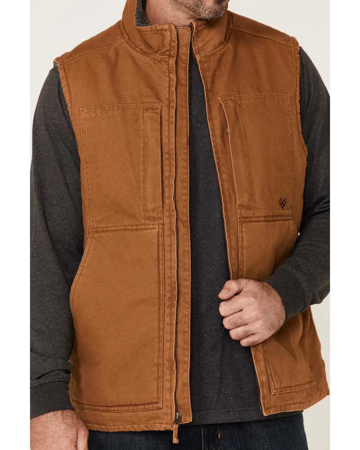 Men's Rust Copper Browder Weathered Duck Zip-Front Insulated Work Vest