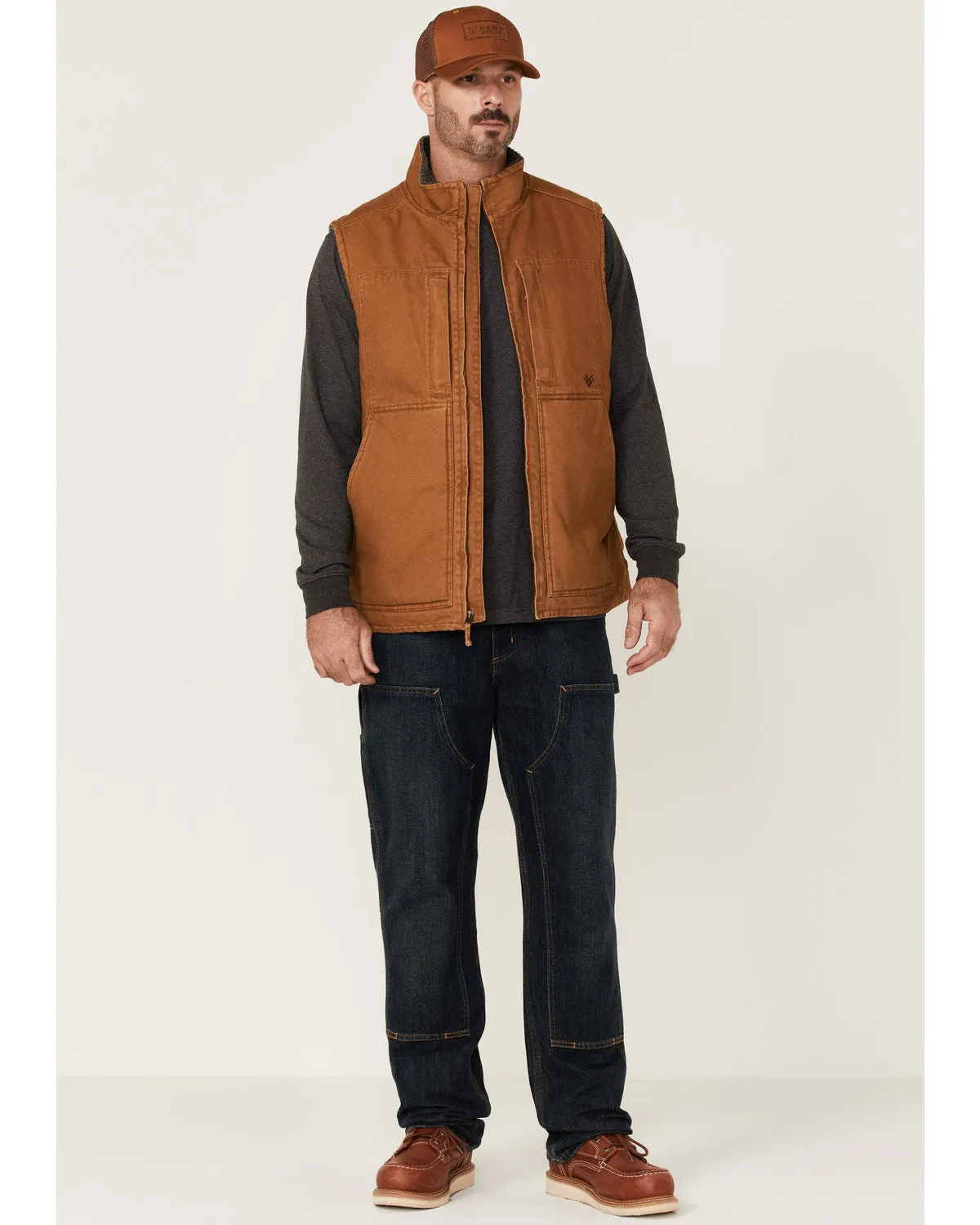 Men's Rust Copper Browder Weathered Duck Zip-Front Insulated Work Vest